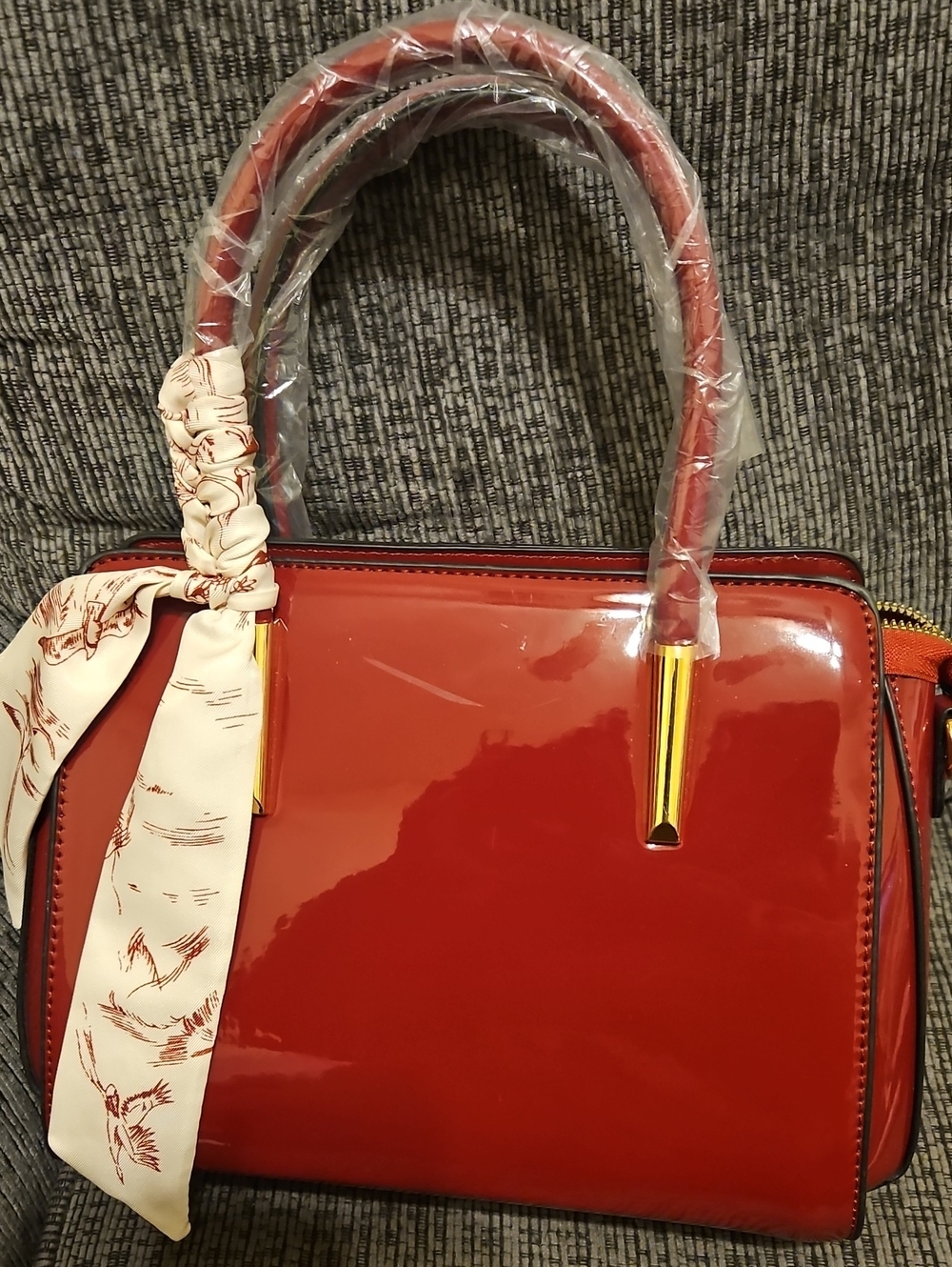 Dark Red Patent Leather Top-Handle Women’s Bag